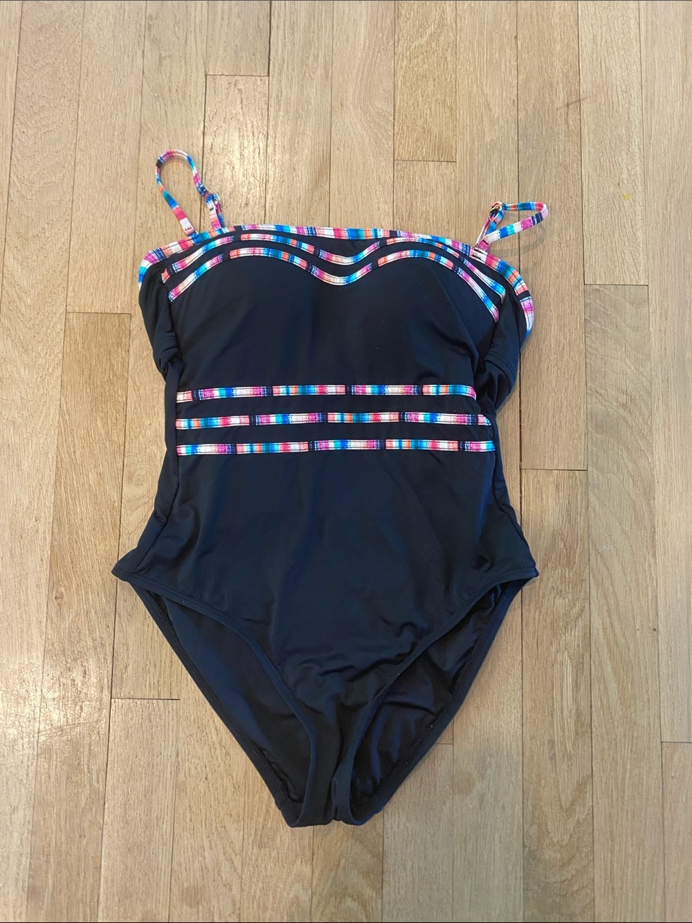 Women’s La Blanca Black One-Piece Swimsuit with Multicolor Trim